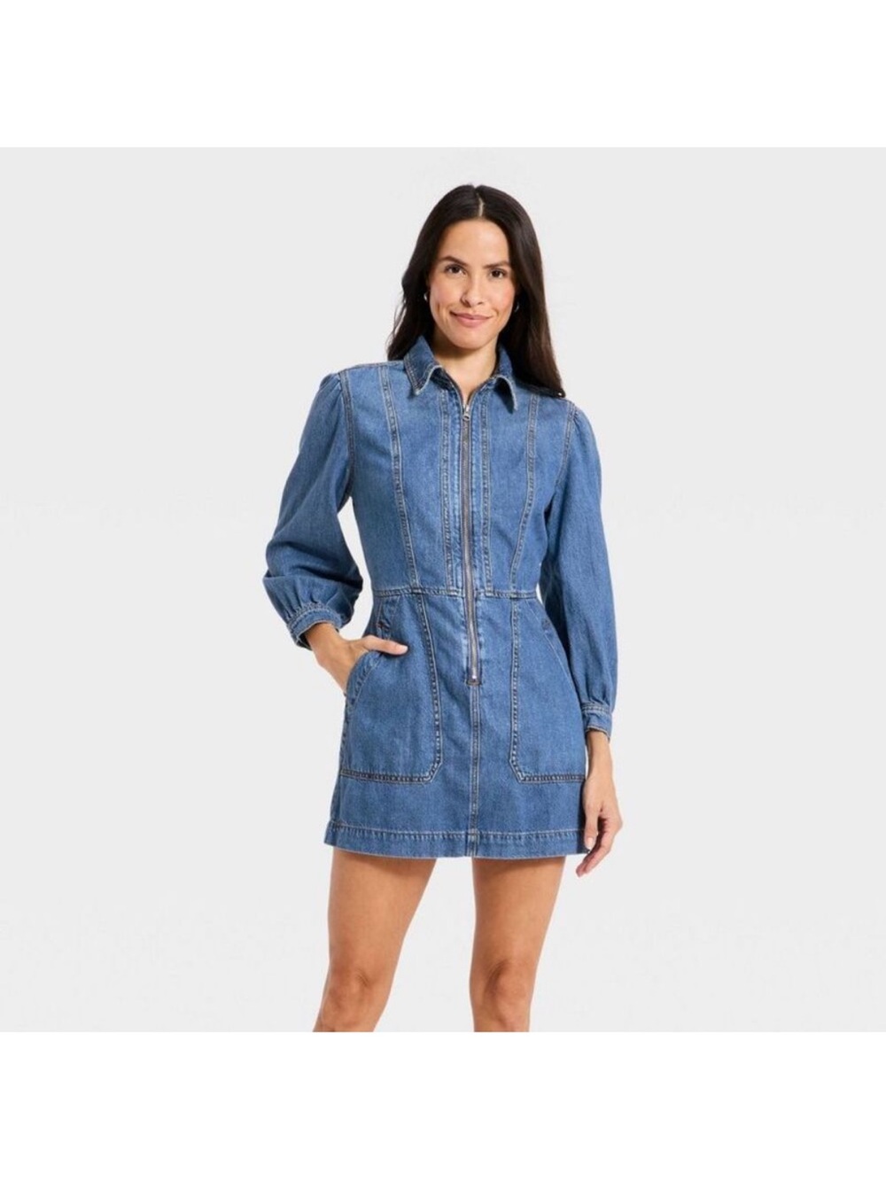 Universal Thread Blue Denim Mini Dress - Picture 2 of 6
